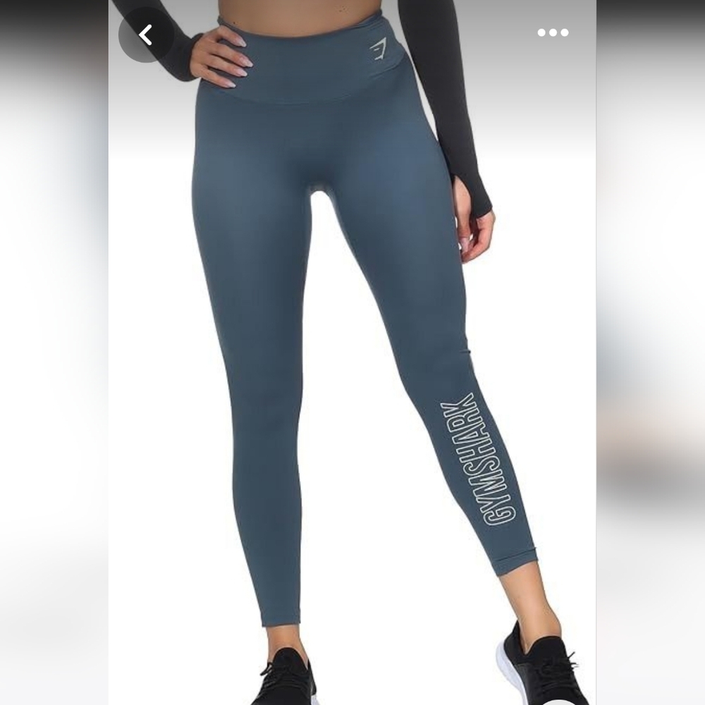 Gymshark training gray blue leggings size M high waisted activewear